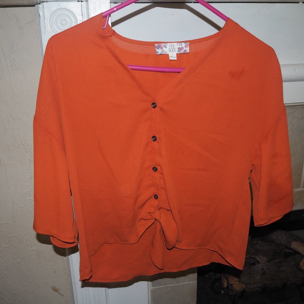 Pink rose burnt orange crop top